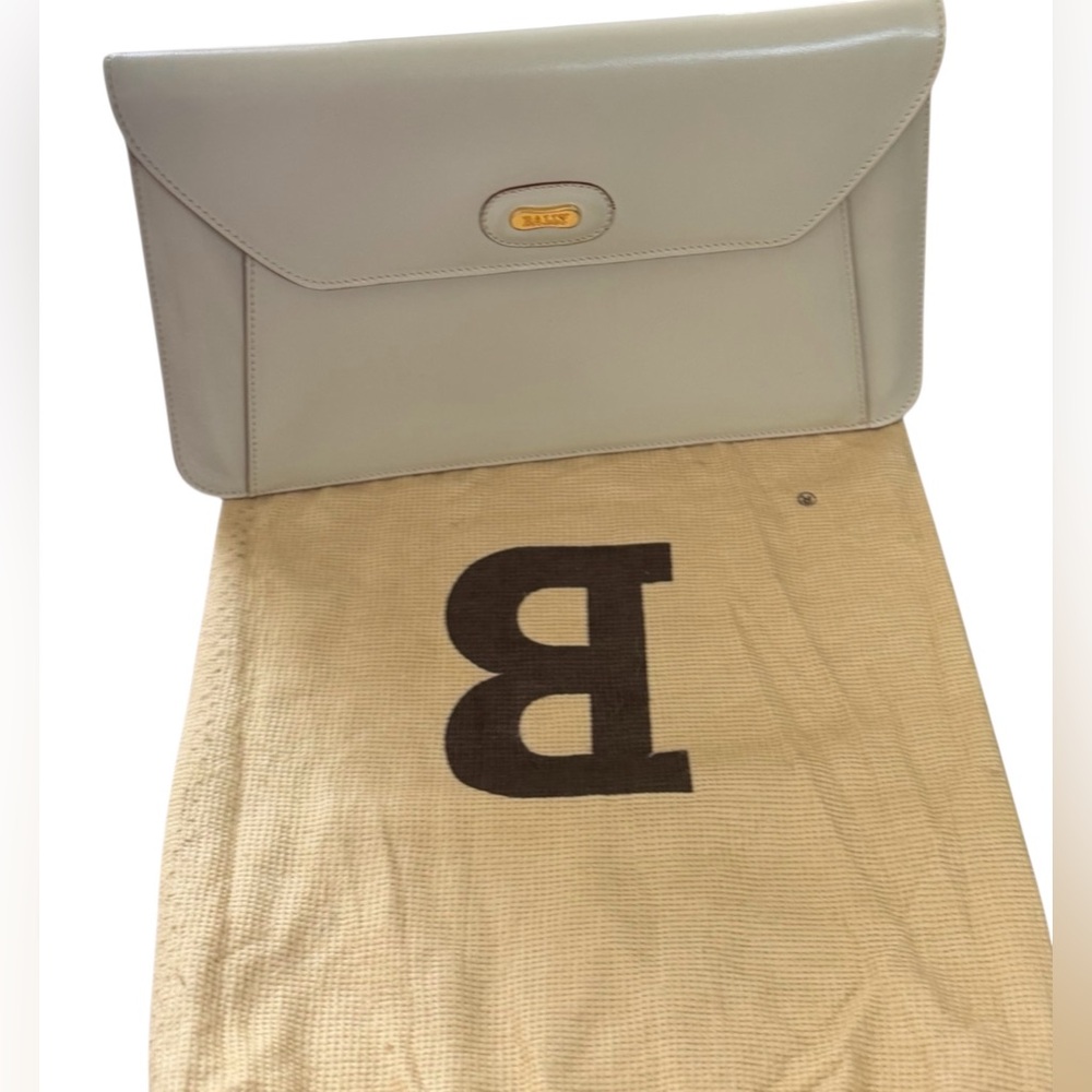 Bally Vintage Leather Envelope Clutch With Dust Bag